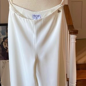 Chanel wide leg ivory pants